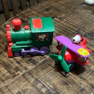 Peanuts Snoopy Train and Plane Set - Green, Red, Purple